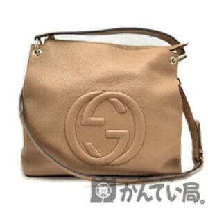 Gucci GG Soho Shoulder Bag Leather Beige Brown